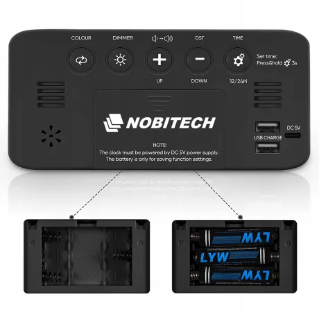 Budzik zegar elektroniczny czarny RGB LED DC06-CZ