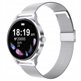 Smartwatch damski kroki puls opaska mesh G3 srebrny - SBG3-S