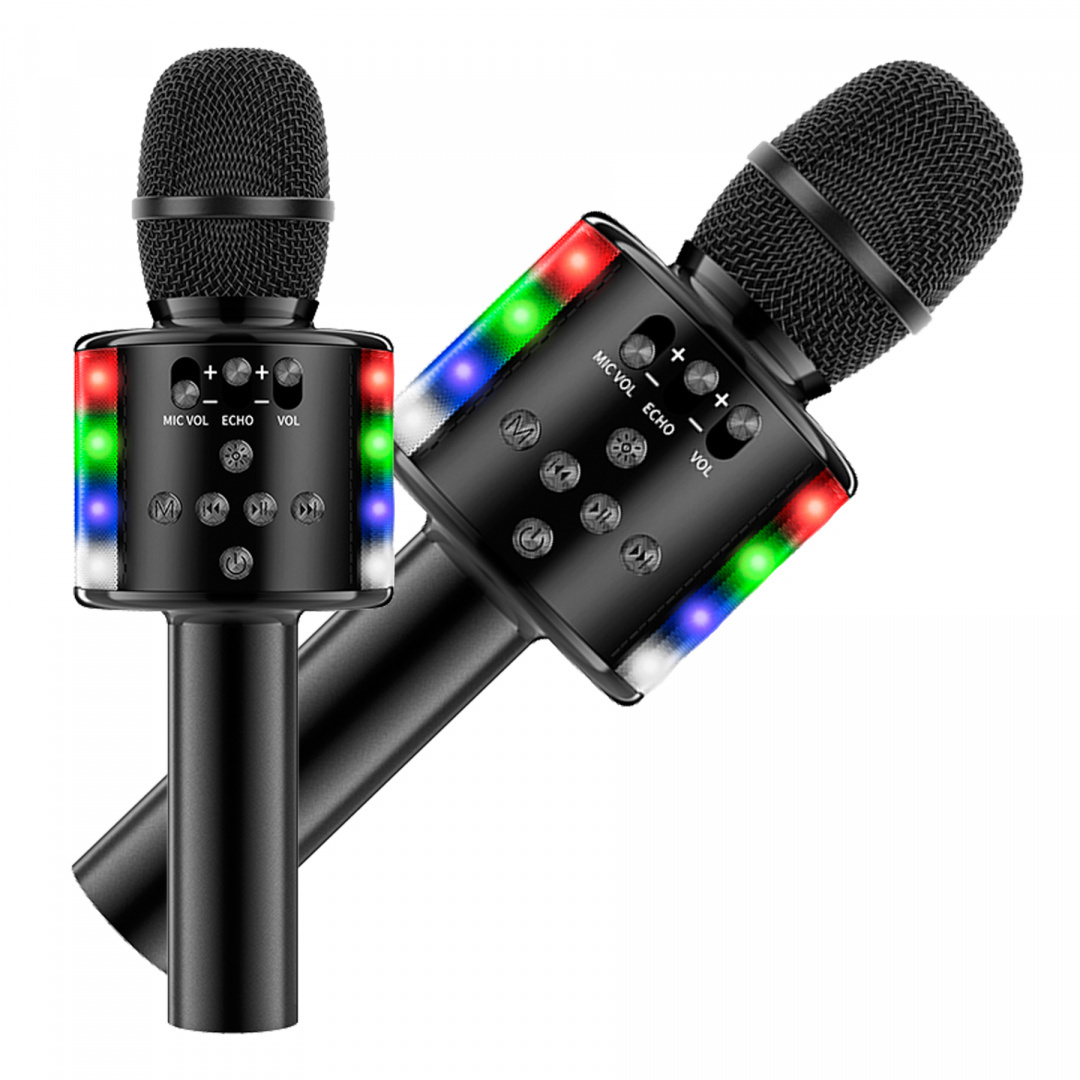 Mikrofon z głośnikiem karaoke LED bluetooth D168 - MICD168-R