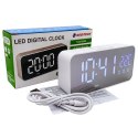 Zegar elektroniczny DC04 LED stojący budzik temperatura DC04 biały