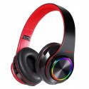 Słuchawki bezprzewodowe Bluetooth nauszne mikrofon czarno-czerwone - B39RB