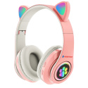 Słuchawki dla dzieci kocie uszy nauszne BT LED RGB - B39C-R