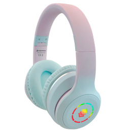 Słuchawki bezprzewodowe Bluetooth mikrofon nauszne - różowo-niebieskie - NOBITECH BH100