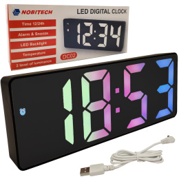 Zegar elektroniczny DC02 LED stojący budzik kolorowy DC02-R