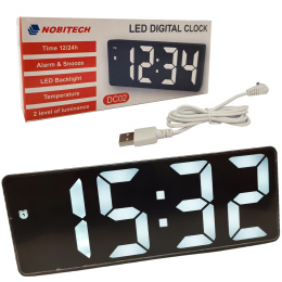 Zegar elektroniczny DC02 budzik LED cyfrowy termometr DC02 biały