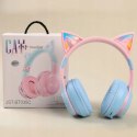 Słuchawki Bluetooth kocie uszy różowo-niebieskie dla dzieci BH100-KIDS-N