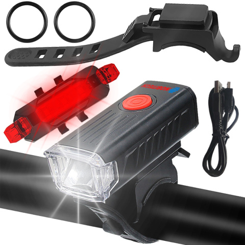 Lampka rowerowa zestaw przód + tył LED akumulator BL02
