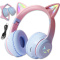 Słuchawki Bluetooth kocie uszy różowo-niebieskie dla dzieci BH100-KIDS-N