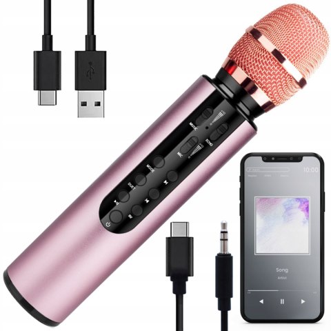 Mikrofon karaoke Bluetooth M6 różowy