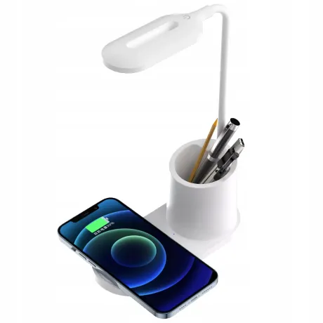 Lampka na biurko biurkowa ładowarka indukcyjna przybornik biała HT-513-B