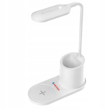 Lampka na biurko biurkowa ładowarka indukcyjna przybornik biała HT-513-B