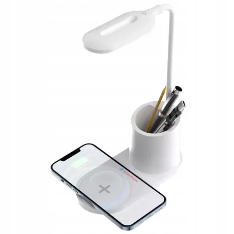 Lampka na biurko biurkowa ładowarka indukcyjna przybornik biała HT-513-B