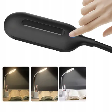 Lampka na biurko ładowarka indukcyjna organizer na długopisy czarna HT-513-CZ