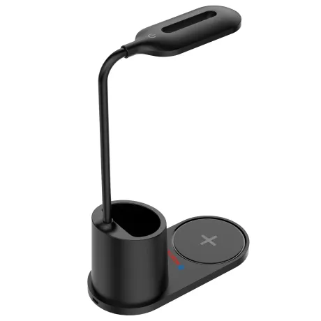 Lampka na biurko ładowarka indukcyjna organizer na długopisy czarna HT-513-CZ