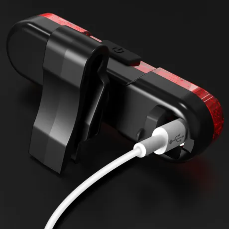 Lampka rowerowa tylna LED USB akumulatorowa 4 tryby + kabel BL03