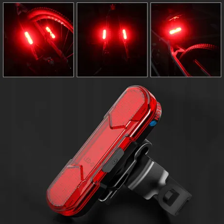 Lampka rowerowa tylna LED USB akumulatorowa 4 tryby + kabel BL03