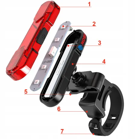 Lampka rowerowa tylna LED USB akumulatorowa 4 tryby + kabel BL03