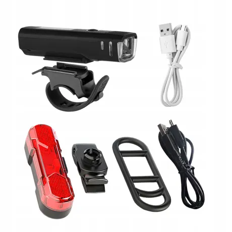 Lampka rowerowa przednia tylna LED USB zestaw BL01+BL03