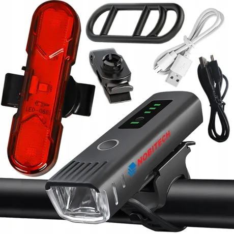 Lampka rowerowa przednia tylna LED USB zestaw BL01+BL03