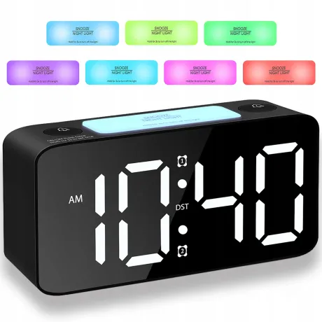 Budzik zegar elektroniczny czarny RGB LED DC06-CZ