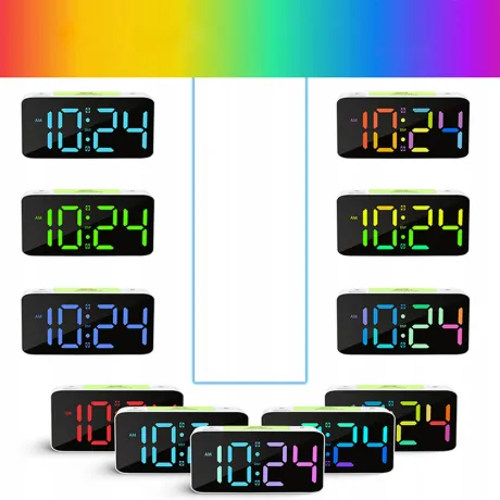 Budzik zegar elektroniczny czarny RGB LED DC06-CZ