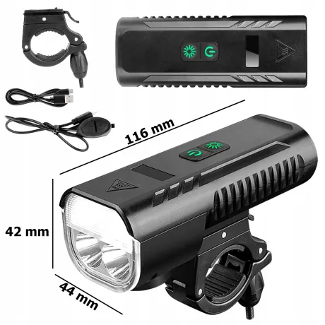 Lampka rowerowa LED USB przednia klakson przód dzwonek z powerbank BL05