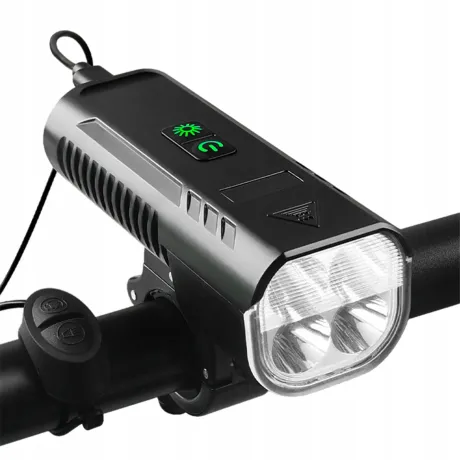 Lampka rowerowa LED USB przednia klakson przód dzwonek z powerbank BL05