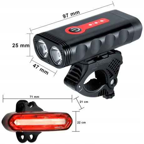 Lampka rowerowa przednia tylna zestaw LED mocna BL06