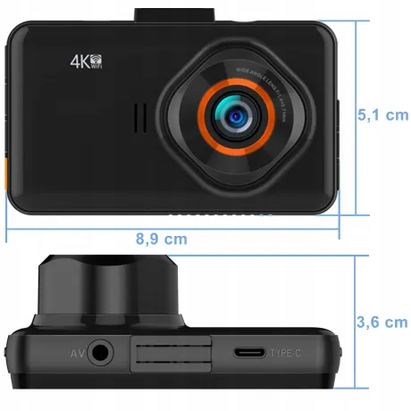 Rejestrator kamera samochodowa przednia + tylna WIFI 4K N5