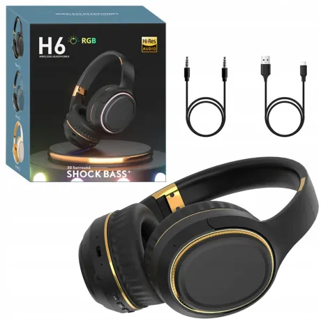 Słuchawki bezprzewodowe Bluetooth czarne H6-B