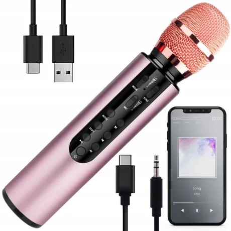 Mikrofon karaoke Bluetooth M6-R różowy