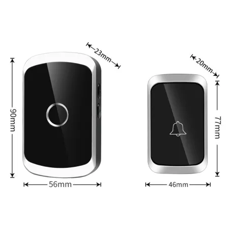 Dzwonek bezprzewodowy do drzwi furtki wodoodporny DB01-CZ czarny