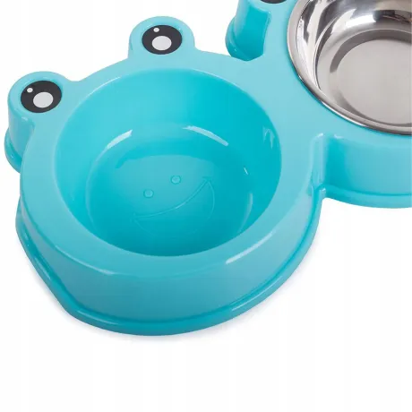 Miska dla psa kota podwójna metalowa 2 x 300ml 19108_N