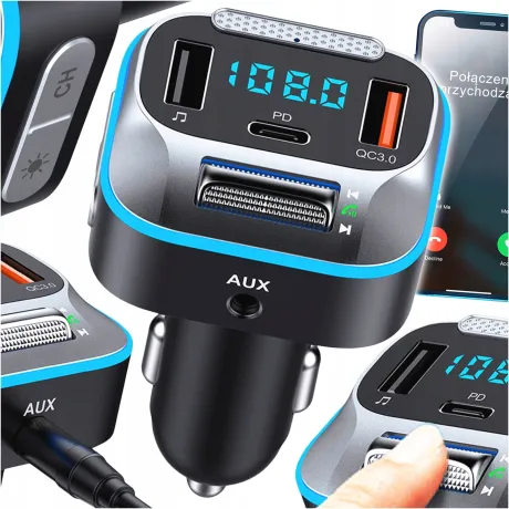 Transmiter Bluetooth FM samochodowy T-73