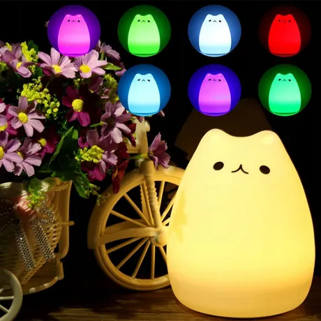 Lampka nocna dla dzieci LED kolory RGB dotykowa silikonowa 12263