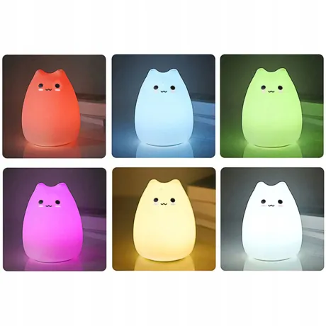 Lampka nocna dla dzieci LED kolory RGB dotykowa silikonowa 12263