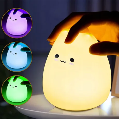 Lampka nocna dla dzieci LED kolory RGB dotykowa silikonowa 12263