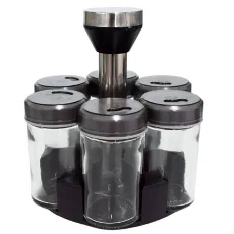 Organizer na przyprawy obrotowy pojemniki szklane 6 sztuk 27046