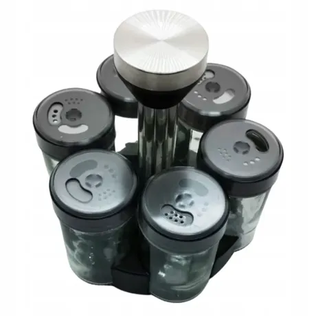 Organizer na przyprawy obrotowy pojemniki szklane 6 sztuk 27046