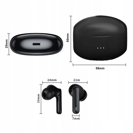 Słuchawki bezprzewodowe douszne czarne TWS A40PRO-CZ