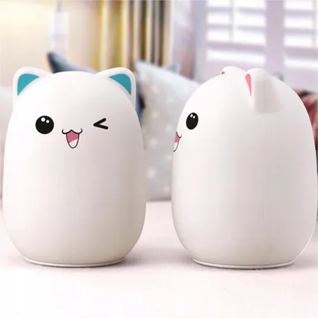 Lampka nocna dla dzieci kotek usb rgb + pilot 24085