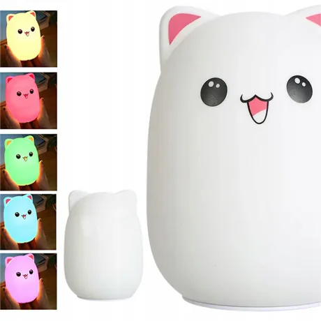 Lampka nocna dla dzieci kotek usb rgb + pilot 24085