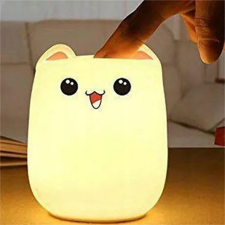 Lampka nocna dla dzieci kotek usb rgb + pilot 24085
