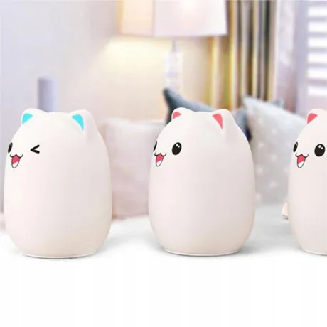 Lampka nocna dla dzieci kotek usb rgb + pilot 24085