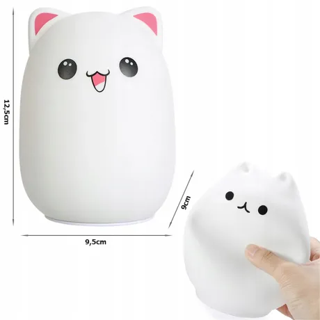 Lampka nocna dla dzieci kotek usb rgb + pilot 24085