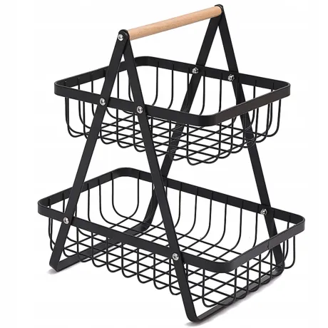 Kosz na owoce kuchenny czarny metalowy 07340