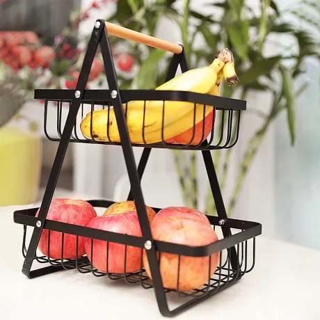 Kosz na owoce kuchenny czarny metalowy 07340
