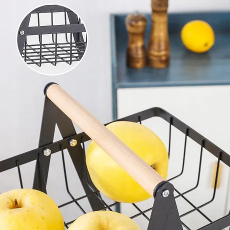 Kosz na owoce kuchenny czarny metalowy 07340