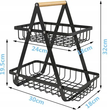 Kosz na owoce kuchenny czarny metalowy 07340