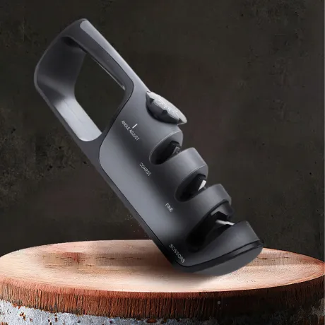 Ostrzałka do noży nożyczek trójfazowa z regulacją czarna 07313